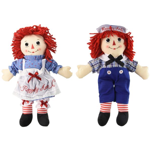 Bundle of 2 Aurora Dolls - Large 16'' Classic Raggedy Ann and Raggedy Andy