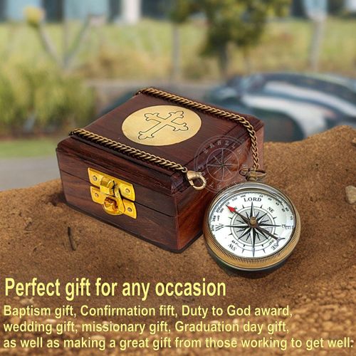 Be Strong and Courageous, Do Not Be Afraid Quote Engraved Brass Directional Magnetic Compass, Joshua 1: 9 Religious Gifts for Women Men Boy Girl, Confirmation Gift Ideas, Baptism & Missionary Gifts