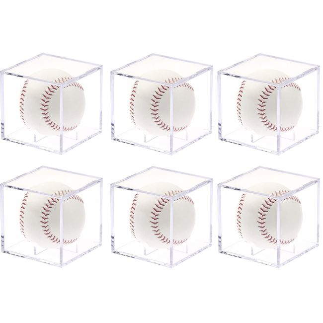 Sign Ball Case, Set of 6, Home Run Ball Case, Baseball Case, Signball Case, Acrylic, UV Protection, Baseball Case, Compatible with Hard/Soft Ball Baseball, Collection Case, Display Case, Commemorative