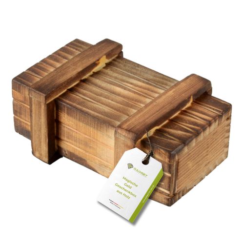 GADGET HERO Small Wooden Gift Box - Magic Wooden Money Gift Box - Puzzle Box for Gift - IQ Puzzle Game - Puzzle Box with Secret Compartment - Mystery Box - Money Gift Made of Wood - Puzzle Box