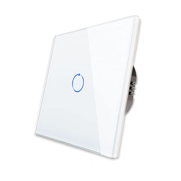 CNBINGO Dimmschalter für LED-Leuchten - Touch Lichtschalter unterputz - Dimmer schalter einfach in Weiß - Wandschalter mit Glas Panel und Status-LED
