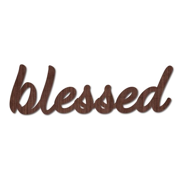 CREATCABIN Wood Sign Wall Art Blessed Letter Sign Laser Cut Words Decorative Wall Sculpture Hanging Decor Unfinished For Housewarming Door Wall Room Decoration Brown 11.9 x 3.6inch