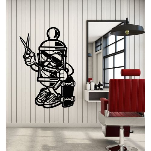 Vinyl Wall Decal Skateboarding Barber Icon Haircuts Shaves Scissors Stickers Mural Large Decor (g7247) Black