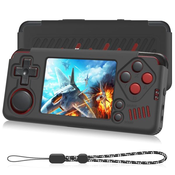 SKRVGOJFG Miyoo A30 Silicone Case, Anti-Slip, Shock Proof, Soft Protective Case for Miyoo A30 Retro Handheld Game Console with Lanyard - Black