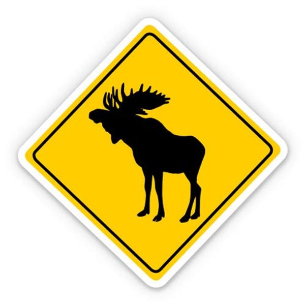 Moose Road Sign - 12" Vinyl Sticker Waterproof Decal