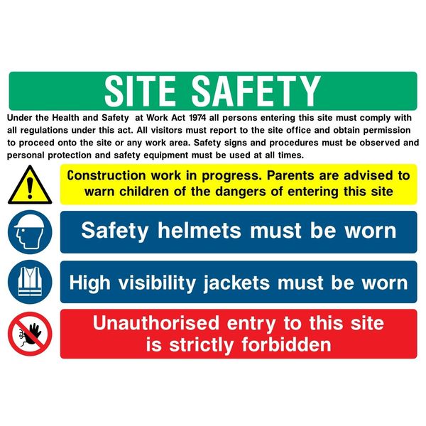 SITE SAFETY Sign Sticker Vinyl Health and safety 290 mm x 210mm