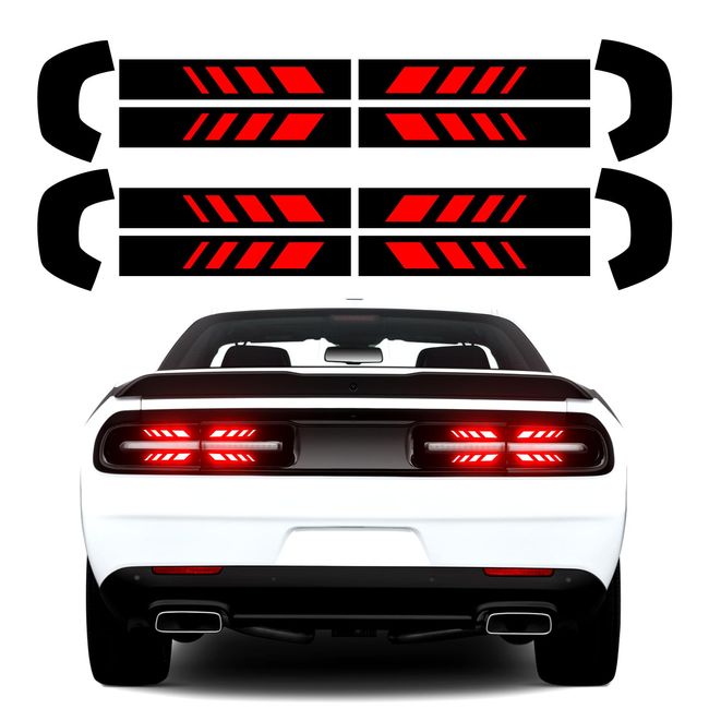 iwannachange Gloss Black Tail Light Race Track Bat Vinyl Overlay Decal Cover Tint Kit Film Precut Compatible with Dodge Challenger 2015-2022 Exterior Accessories (Arrange Squares Style)