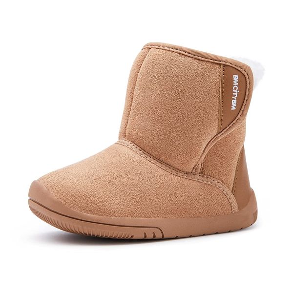 BMCiTYBM Baby Boys Girls Snow Boots Warm Winter Non Skid Infant Prewalker Shoes 6 9 12 16 18 24 Months Camel Size 6-12 Months Infant