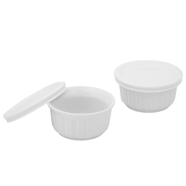 Corningware French White 7-Ounce 2-Pack Ramekins with Lids