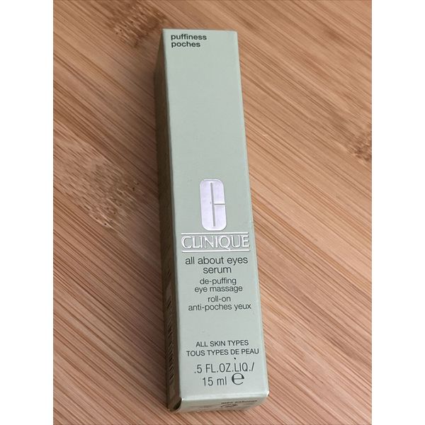 CLINIQUE ALL ABOUT EYES SERUM PUFFINESS EYE MASSAGE ROLL-ON .5 OZ./15ml. NEW!!!!