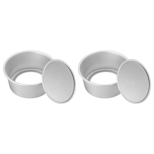 HARFINGTON 2Pcs Round Cake Pan with Removable Loose Bottom 6" Small Cheesecake Pan Anodized Aluminum Nonstick Baking Pan for Wedding Birthdays Party Event