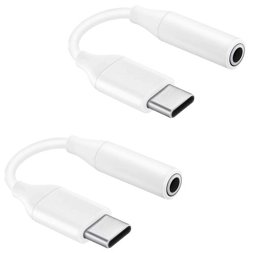 Tek Styz USB C to 3.5mm Headphone Adapter Compatible with Realme 10 Pro with Digital DAC Chip That's Dual 1/8 inch TypeC/PD! (2 Pack/White)