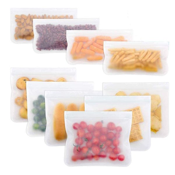 SAMZO 10pcs Food Storage Bags Silicone Food Storage Bags Airtight Seal Food Storage Durable Fresh Bags Reusable