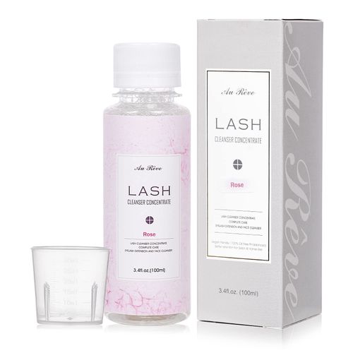 Eyelash Cleanser Concentrate 100ml prolong lash Cleanser ，Oil-Free Eyelash Extension Shampoo Perfect for Professional Salon-Can Make Ten 60ml bottles of Lash Shampoo，Rose