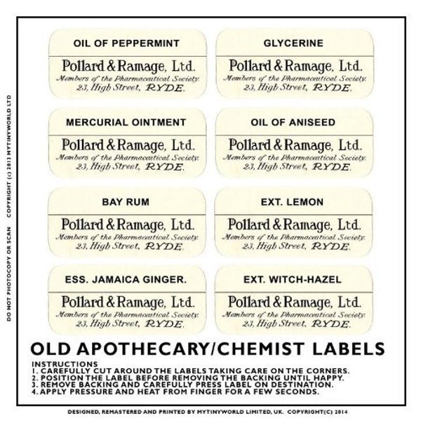 MyTinyWorld 8 Dolls House Apothecary Labels - Bulk Jar Set SBB1