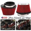 2Pcs Motorcycle 55mm Mushroom Head Engine Air Cleaner Filter Accessory Universal