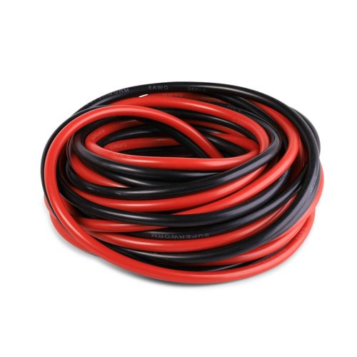 8 GAUGE SUPER FLEXIBLE WIRE 50 FT 25 FT RED 25 FT BLACK 1650 Copper Strands