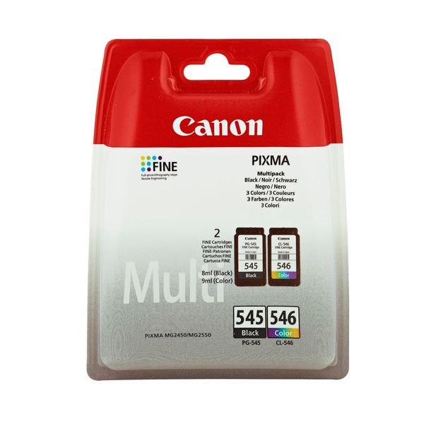 Canon PG-545 + CL-546 BK/C/M/Y Genuine Ink Cartridge Plastic Multipack - PIXMA Printer Compatible