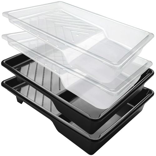 Great Andrew 4 Pack Paint Tray Liners 7 Inch, 2 PC Sturdy Plastic Tray with 2 PCS Disposable Paint Tray Liners, Paint Roller Trays, Paint Pan Liners for DIY Painting Projects, Walls, Furniture