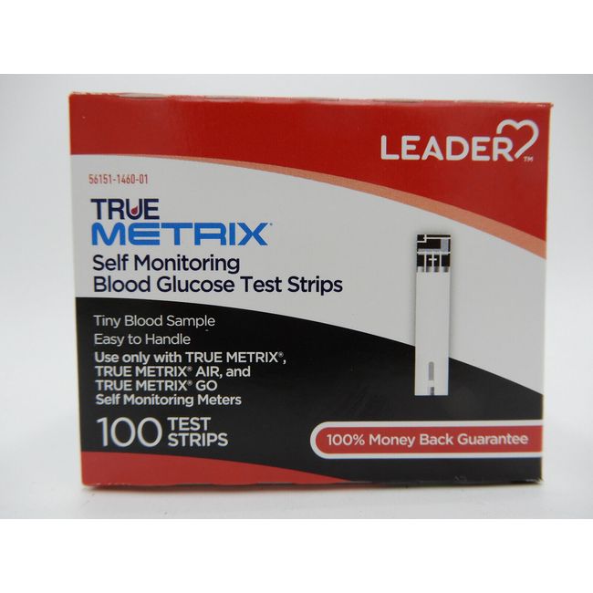 Leader True Metrix Self Monitoring 100 Blood Glucose Test Strips 096295126617VL