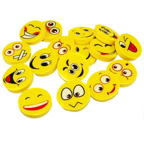 Oxford University Press Kid's School Pencil Case Rubber Erasers - Emoji Happy Faces (4)