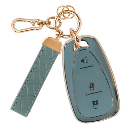 Rislobx 3 Button Key Fob TPU Shell for Chevy, Key Cover Compatible with 2016 2017 2018 2019 2020 2021 2022 Chevy Spark Traverse Equinox, for 2018 2019 2020 Chevy Trax (Blue)