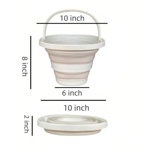 XJEXUEIZ Collapsible Bucket 5L 1.3 Gallon Cleaning Mop Foldable Portable Small Plastic Water Bucket Space-Saving Design Suitable Household Cleaning Garden Camping Fishing Car Wash (Milky White)
