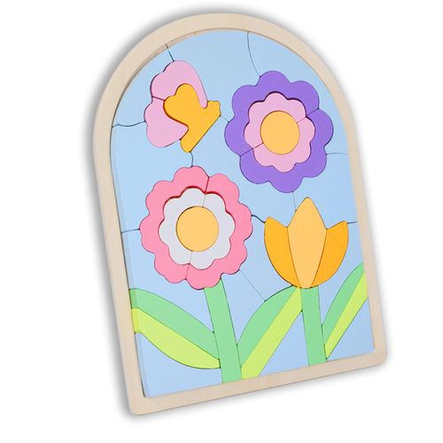Lasoba Kids Puzzles Ages 3-5, Wooden Puzzles for Toddlers 3-5, Color Shapes Puzzles for Kids Ages 4-6, Toddler Puzzles Montessori Toys for 3 Year Old, Great Gifts for 3+ Year Olds (Flowers)