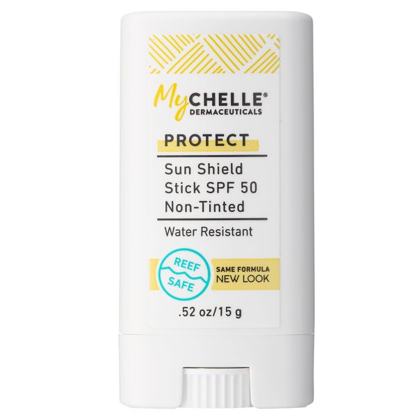 MyCHELLE Dermaceuticals Sun Shield Stick SPF 50 Non-Tinted (0.52 Oz) - Natural Zinc Sunscreen with Vitamin E Oils and Jojoba - Moisturizes Skin - Water Resistant for 80 Minutes - Sunscreen For Face