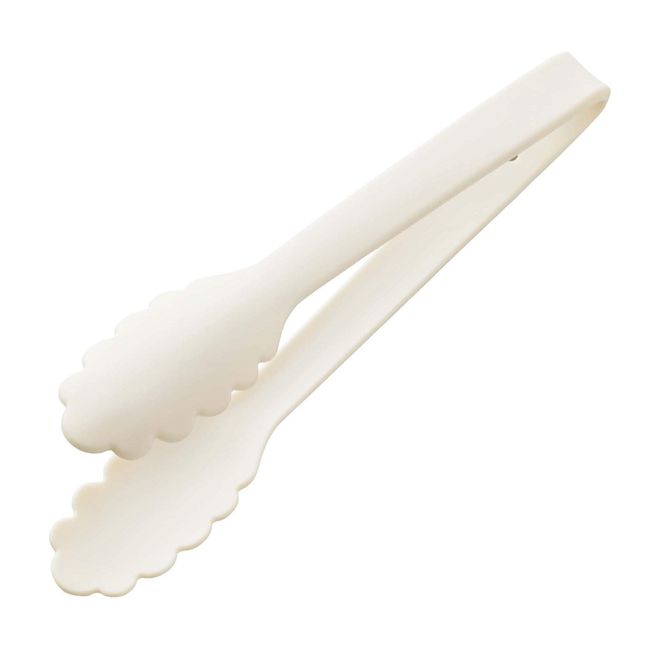 Okabe Yo Tableware Factory ST-13 Silicone Color Eating Tongs, S, Ivory