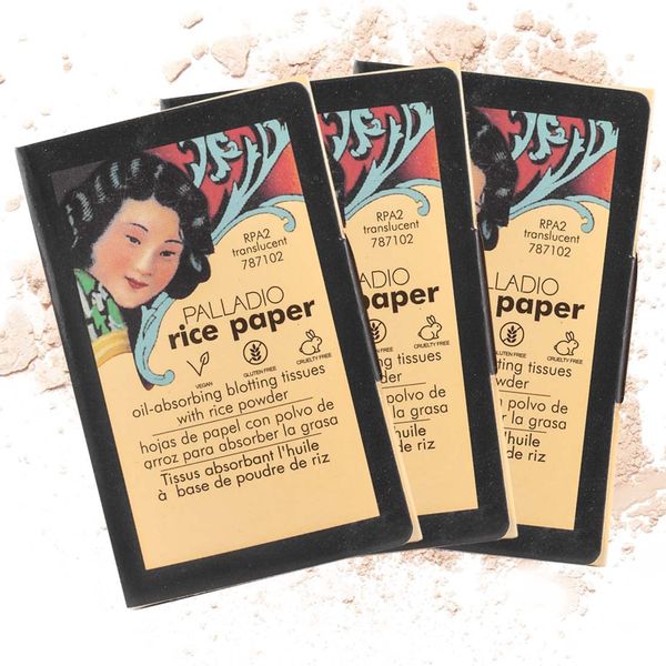 Palladio Rice Paper Facial Tissues for Oily Skin, Face Blotting Sheets Made from Natural Rice, Oil Absorbing Paper with Rice Powder, 2 Sided, Instant Results (Translucent, Pack of 3)