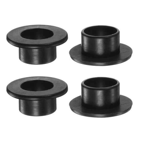 uxcell Flange Sleeve Bearing Bushing, Flanged Sleeve Bearings, Self-Lubricating Shaft for Industrial Machinery, Nylon, 0.5 inch (12.8 mm) Bore, 0.6 inch (15 mm), OD 0.4 inches (10.15 mm) Length, Black, 4 Pack