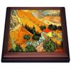3dRose Van Gogh Landscape Trivet with Ceramic Tile, 8 by 8", Brown