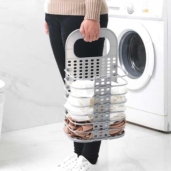 Modern foldable space-saving laundry basket