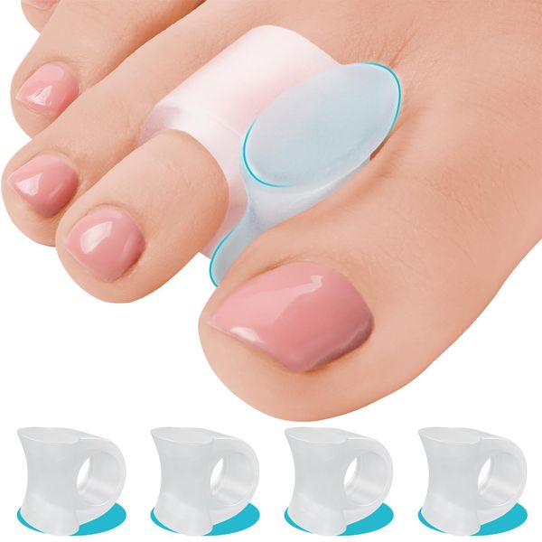 5 STARS UNITED Toe Spacers for Men and Women – 4 Gel Toe Separators for Curled and Overlapping Toes, Bunions, Hammer Toe Straightener, Big and Second Toe Spreader