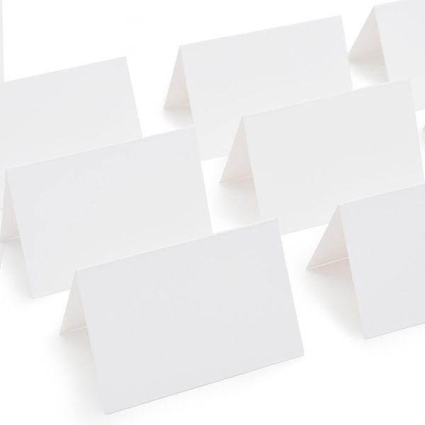 AZAZA 50 Pcs White Blank Place Cards - Textured Table Tent Cards Seating Place Cards for Weddings Banquets Dinner Parties 2.5" x 3.75"