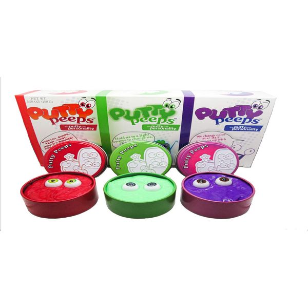 Putty Peeps - Sensory Putty Toy Kit for Kid (Metallic Red, Glow in The Dark Green, Color Change Purple/Pink)