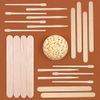 Mibly 4 Style Assorted Wooden Wax Sticks - for Body Legs Face and Small Medium Large Sizes Eyebrow Waxing Applicator Spatulas for Hair Removal or Wood Craft Sticks
