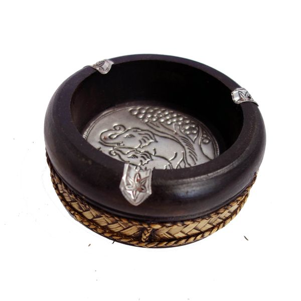 [Natural Handmade] Silvercraft Elephant Ashtray (Bamboo/Round L)