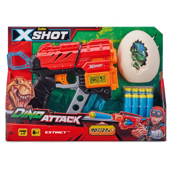 X-Shot Dino Attack Dino Extinct Foam Dart Blaster (8 Darts, 1 Eggs) by ZURU