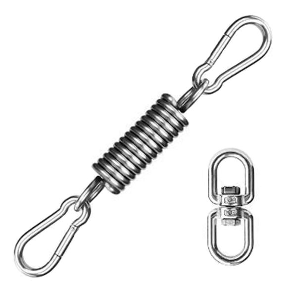 Sfeexun Punching Bag Hanger Set, Stainless Steel Swivel Mount Chain with Carabiners and Spring, 551lbs Capacity for Heavy Bag, Gym Swing, Trapeze, Hammock (Swivel Hanger with Spring)