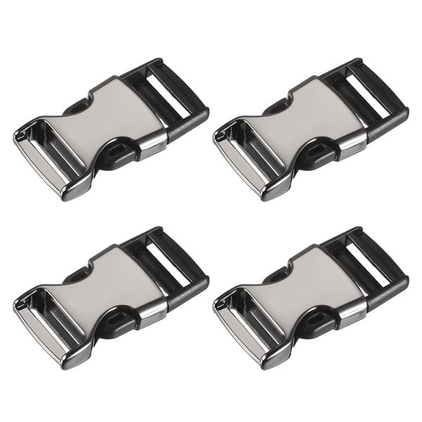 sourcing map Metal Side Release Buckles - 4Pcs 2.5" No Sewing Clips Snaps Buckle for Belt Clasp Luggage Strap Backpack Webbing, Black