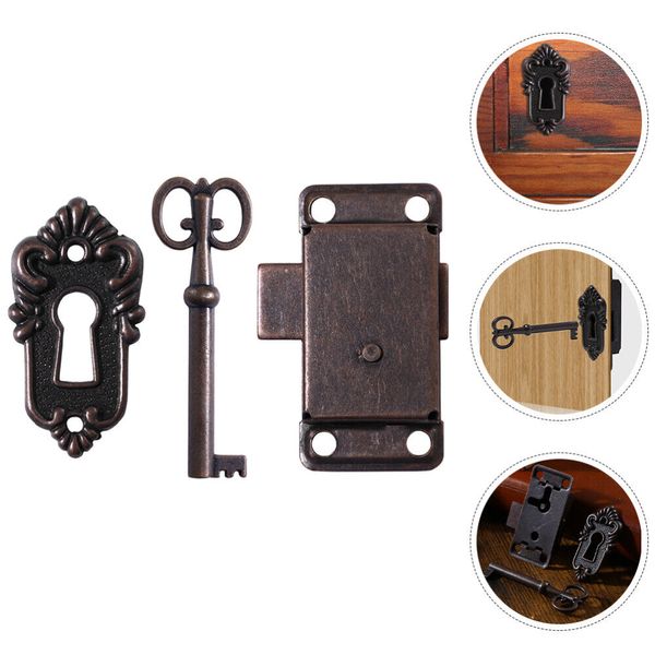 1 Set Cabinet Keyed Lock Antique Cabinet Lock with Key Retro