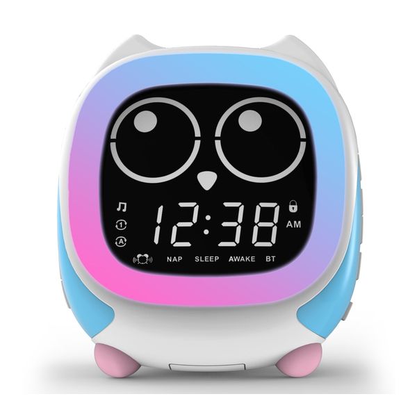 iTOMA Addo Kids Alarm Clock,Sunrise/Sunset Simulation Bedside Lamp, Grow Children's Clock Trainer and Bluetooth Music Player,White Noise Sleep Sounds Wake Up Clock Owl CKS912