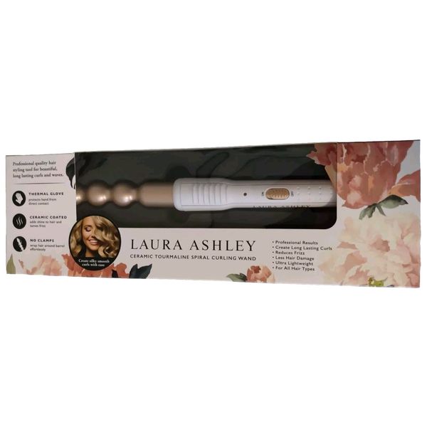 Laura Ashley Tourmaline Ceramic Spiral Curling Wand Pearl Rose Gold NEW In Box