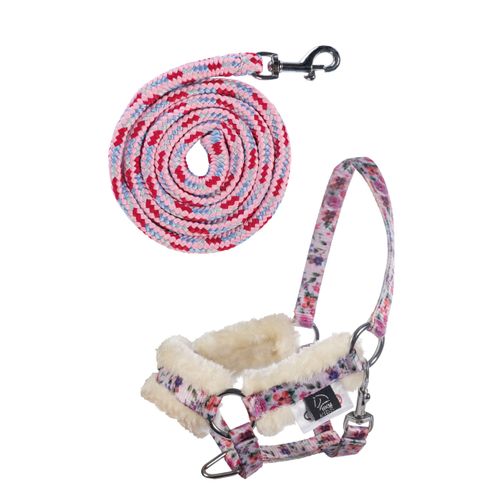 HKM Hobby Horse Halter Set - Halter & Rope - Flower Print