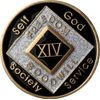 Narcotics Anonymous 14 Year Black and Silver NA Medallion Official Chip