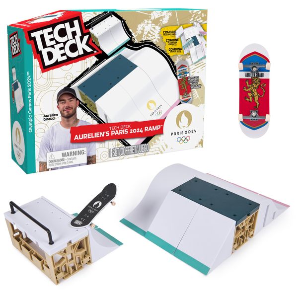 Tech Deck, Aurelien Giraud’s Olympic Games Paris 2024 Ramp Customizable X-Connect Park Creator Playset & Exclusive Fingerboard, Kids Toy for Ages 6+