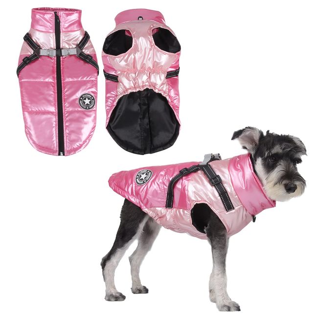 Hundejacke für den Winter,Wasserdichter Hundemantel,Welpe Warme Jacke Kleidung Weste,Reflektierende Weste Hundekleidung, Winddichte Hundejacke für kaltes Wetter für kleine mittlere Hunde (M, Pink)