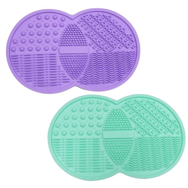 2Pcs Lightweight Makeup Brush Cleaning Mat Portable Cosmetic Brush Cleaner Soft Silicone Make-Up Brush Mat for Makeup Brush, Makeup Sponge